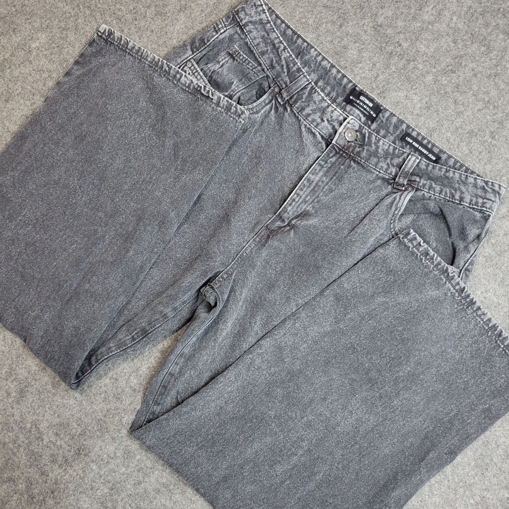 Cotton On Jeans Womens 12 Gray Denim Distressed Grunge Low Rise Baggy Streetwear
